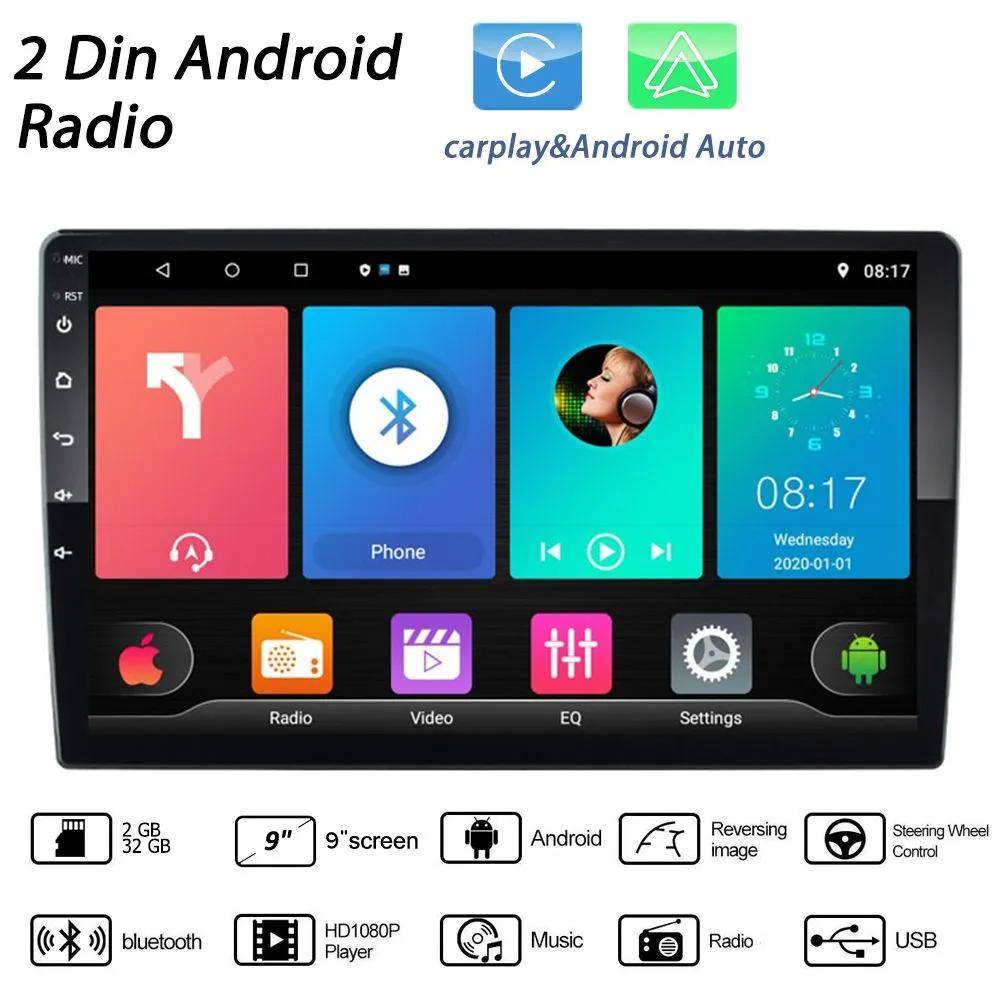 2 Din Android 9 tum Bil Multimedia Videospelare Universal Stereo Radio GPS För Volkswagen Nissan Hyundai Kia Toyota