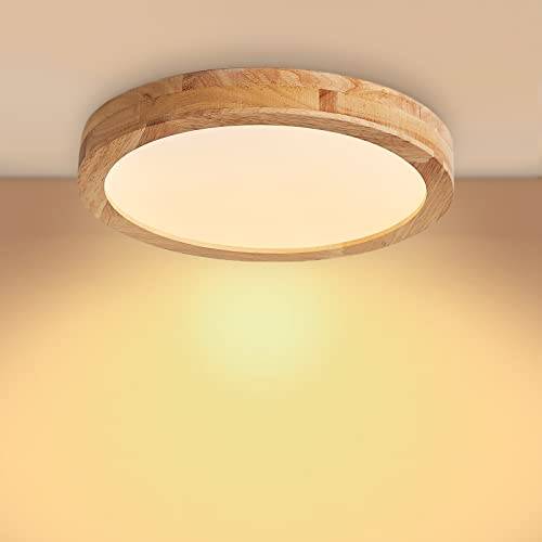 Baerolc Deckenlampe Led Deckenleuchte Holz, 30CM Rund Lampe Decke 20W