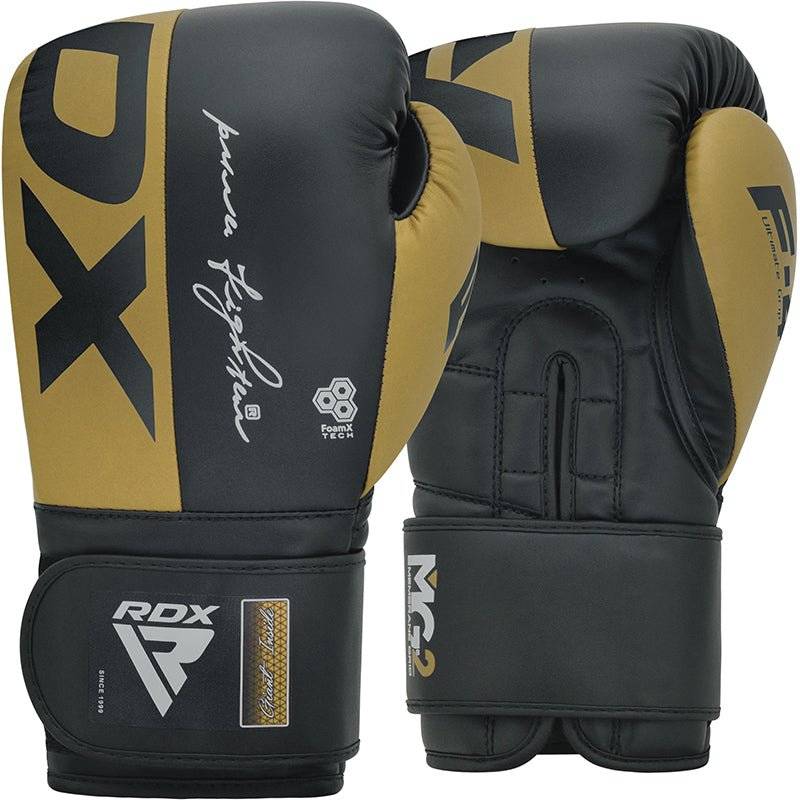 RDX F4 Boxing Sparring Gloves Hook & Loop - Golden / 14oz