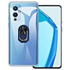 för Oneplus 9 ultratunt telefonfodral + ringhållare stativfäste, gelpudding mjuk silikontelefon för Oneplus 9 6,5 tum (BlueRing-T)