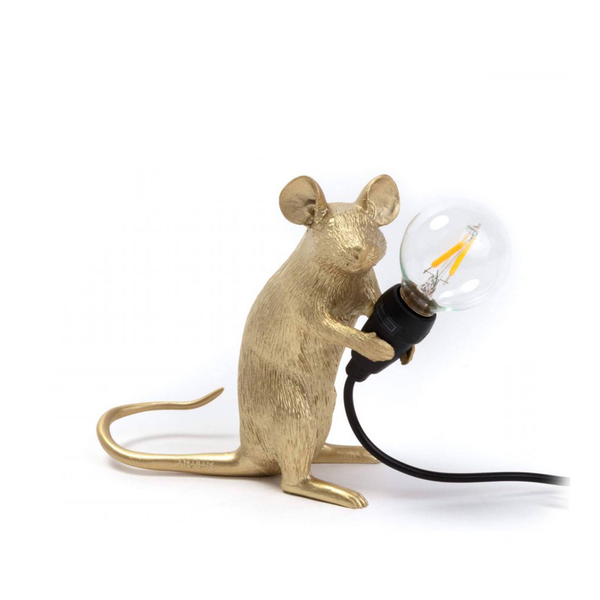 Seletti - Mouse Lamp Sitting Gold - Bordlamper - Marcantonio Raimondi Malerba - Guld