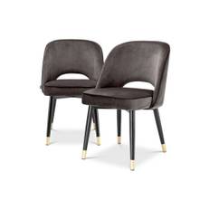 Cliff matstolar savona grey velvet 2-set - Grå (A. 53 / B. 56 / C. 84 / D. 42 / E. 51,5 cm)