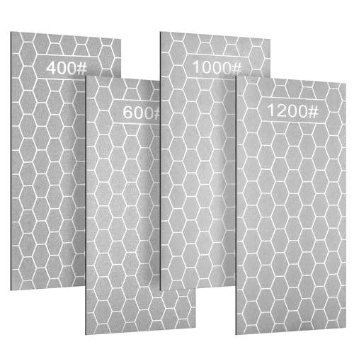 Aolso Diamantslipstenar, set med 4 st slipstenar, professionell slipsten för köksknivar och trädgårdsknivar, hållbar slipsten, vaxkakeyta 400/600/1000/1200 korn