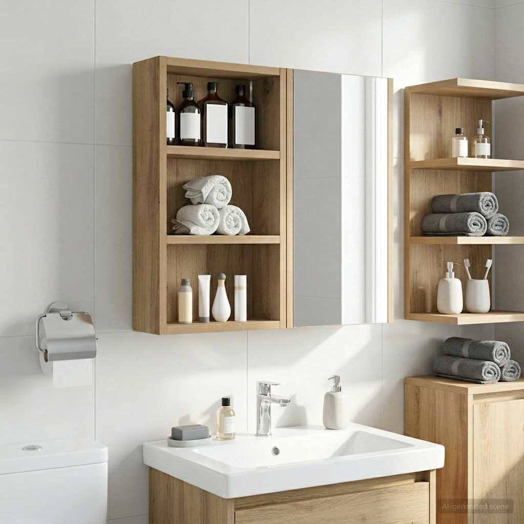 vidaXL Badeværelsesvægskab Artisan eg 30 x 10 x 50 cm Konstrueret træ
