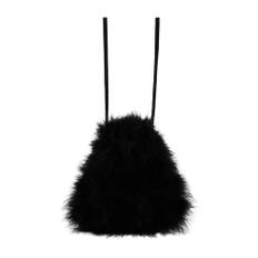 Yves Salomon, Taske, Dame, Sort, ONE SIZE, Uld, Sort Fjer Taske Stilfuld Model