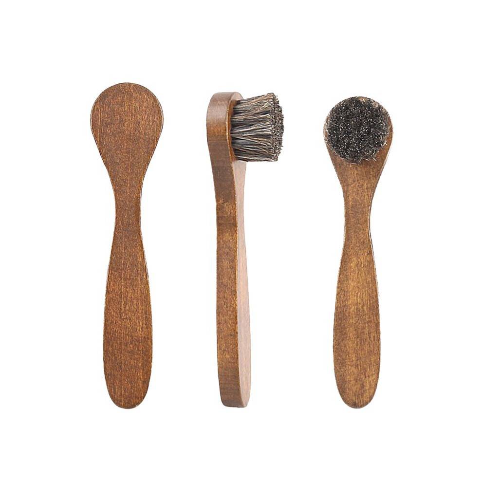 Horsehair Shoe Brush Shine Kit, Shoe Polish Kit, Leather Shoe Cleaning Brush Care Clean Tool