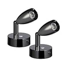 acegoo 12V LED läslampa husbil båt dimbar lampa med laddare typ C väggsäng, dimbar sängsäng, dimbar DC12-24V för båt, kabin, lastbil, husvagn (svart, 2 st)