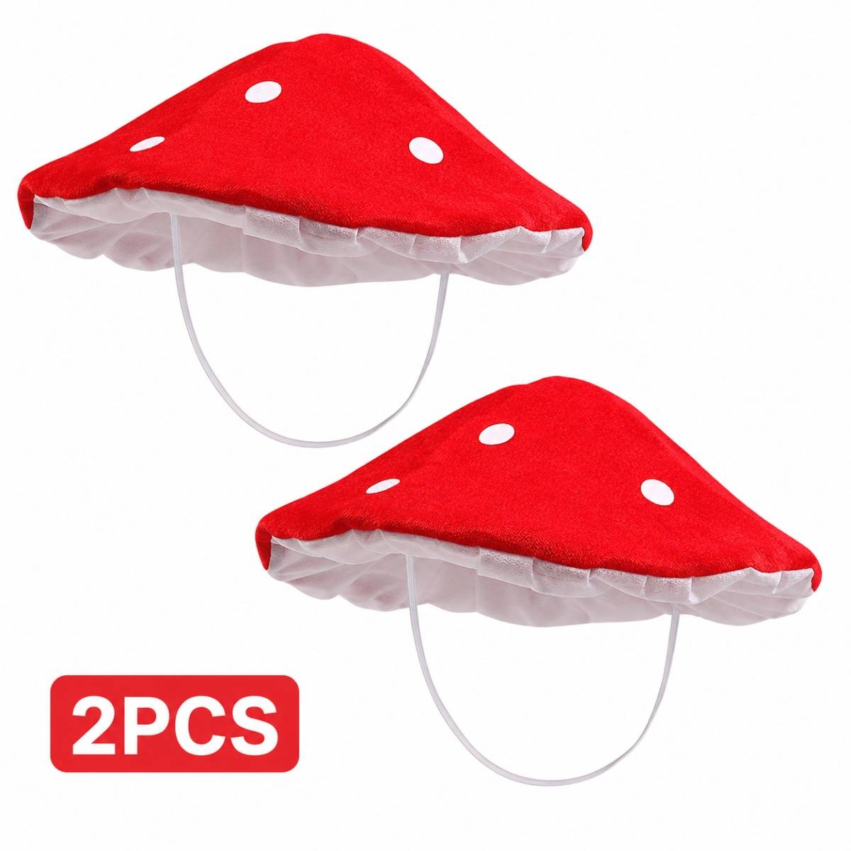 2pcs Funny Red Spotted Mushroom Hat Fancy Dress Head Accessory, Cosplay Costume Headpiece For Halloween, Carnival, Holiday Party, , And Masquerade Night Events