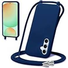 LIUKM För Samsung Galaxy A36 5G Rep Fodral, Flytande Silikonfodral med Halsband och Mjukt TPU Antichockbälte, Fodral för Samsung Galaxy A36 5G - Blå