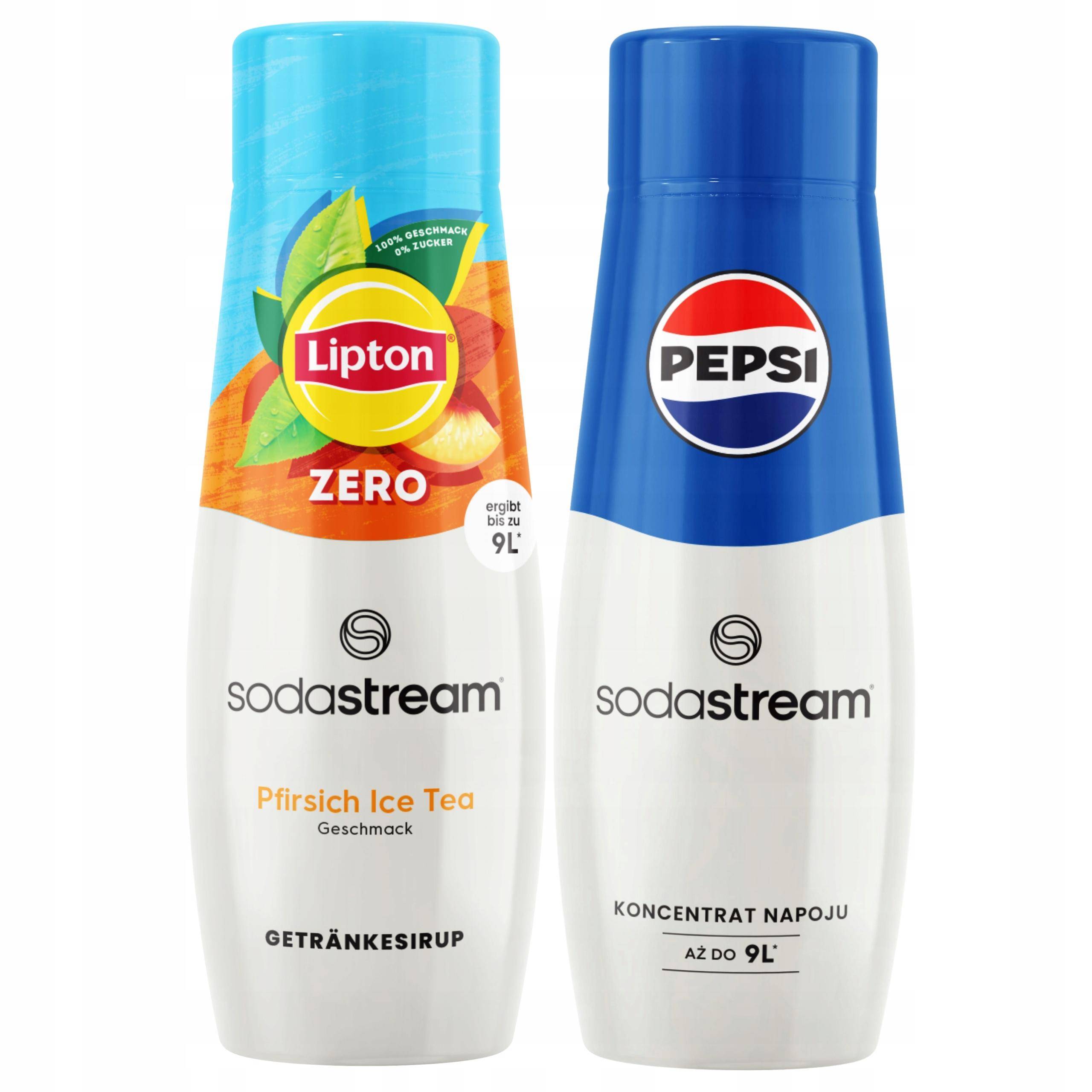 Lipton SodaStream Ice Tea Peach Zero Syrups Sugar Free + Pepsi