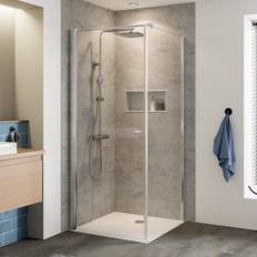 BREUER - ELANA 8 Brusehjørne - Dør med fast væg - Klart glas Mat alu. 715 - 730 mm. 720 - 740 mm. Venstre