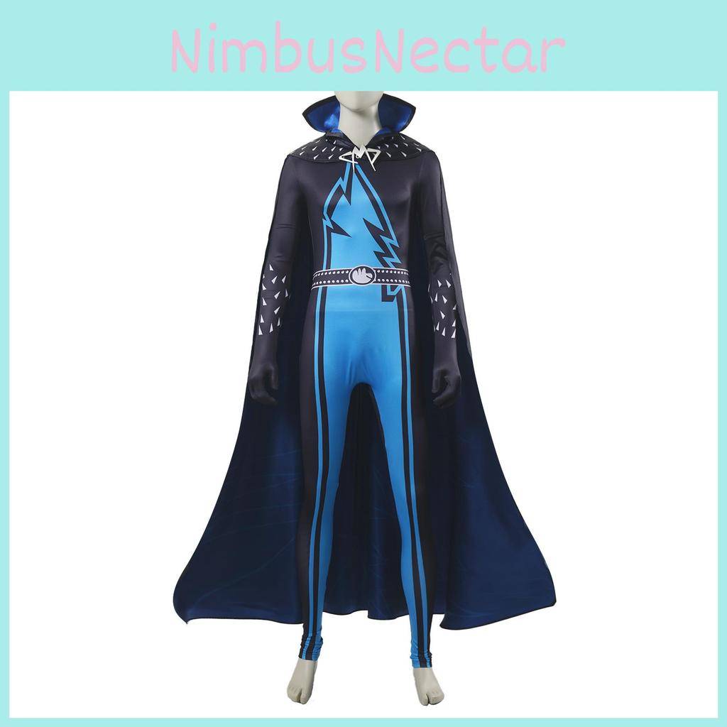 Megamind Cosplay Overall med Kappa för Scenföreställningar och Anime Rollspel cm red