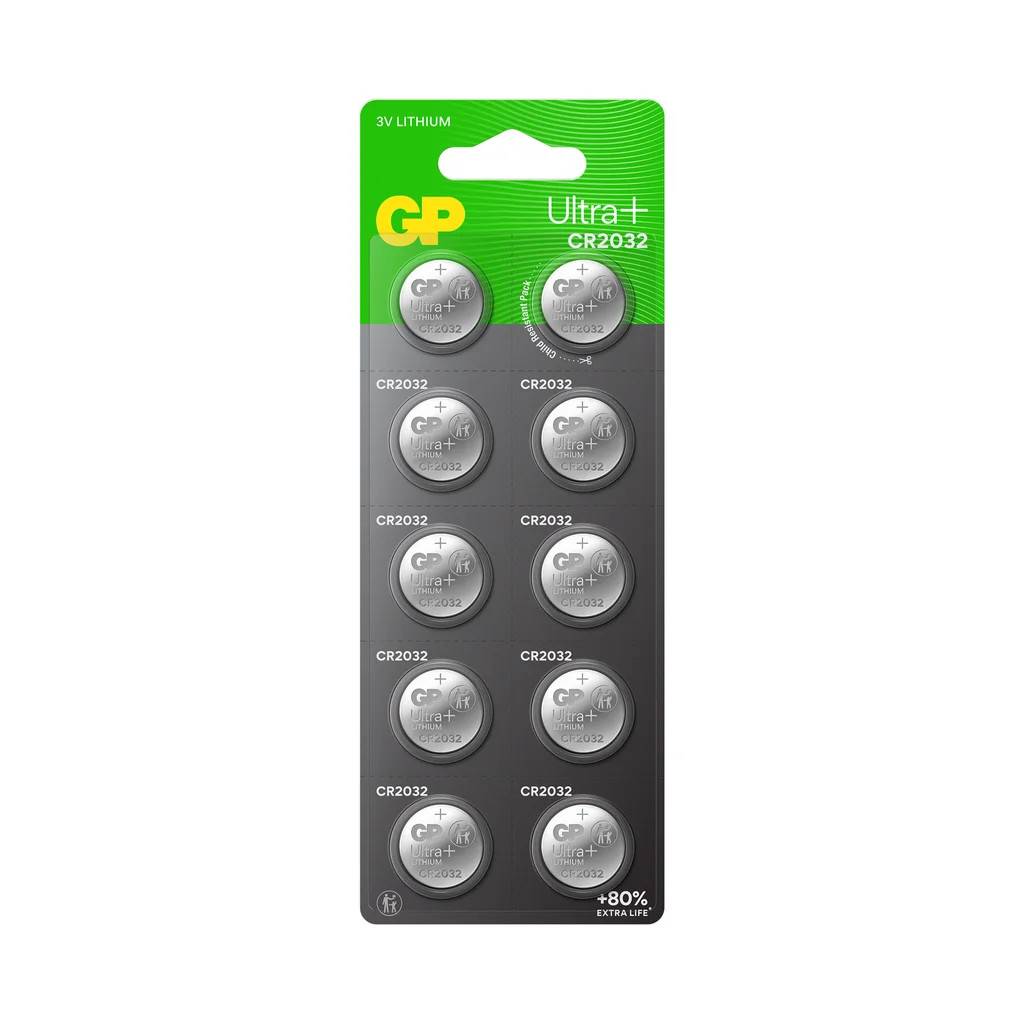 GP BATTERIES GP Ultra Plus Litium knappcell CR2032 10-pack 103400