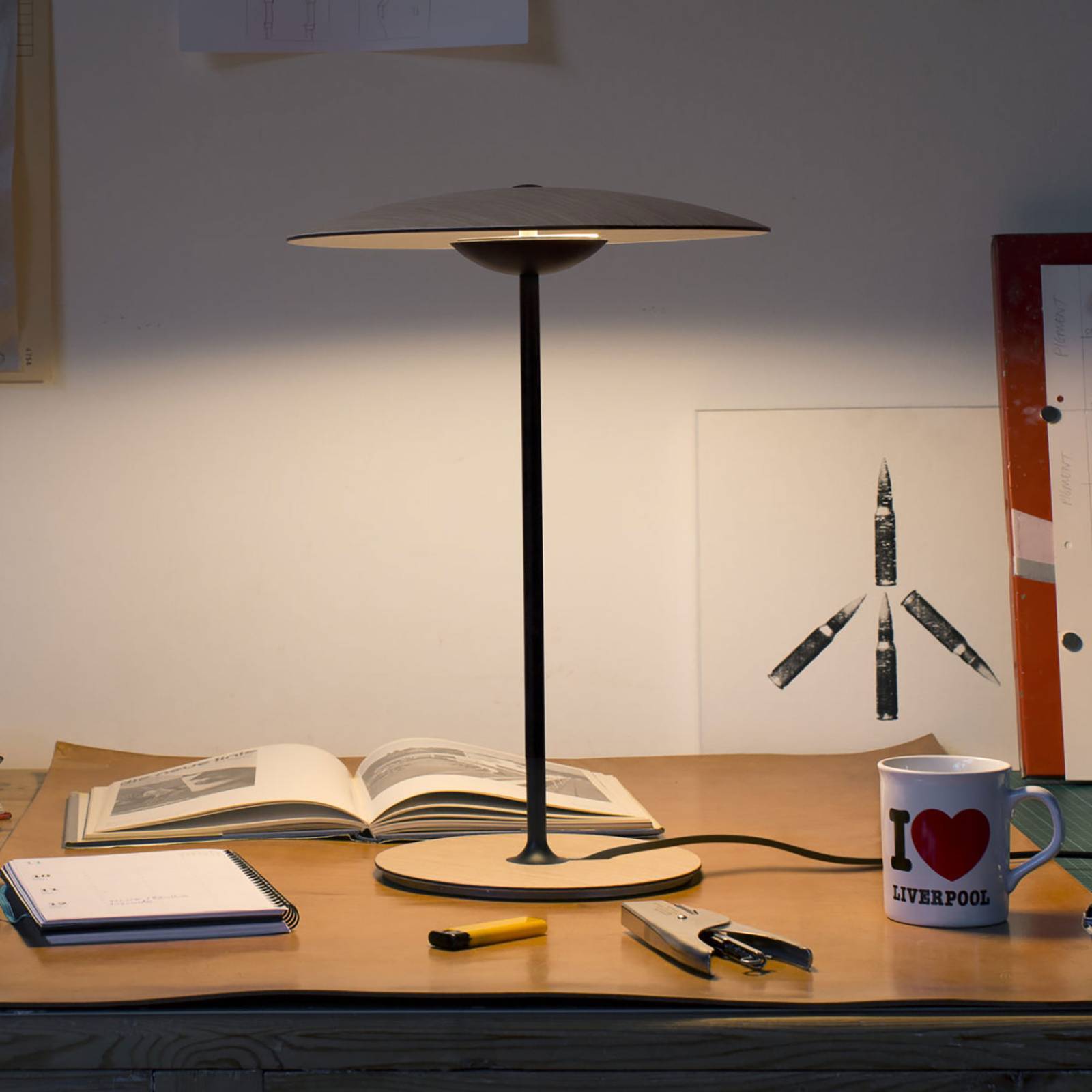 MARSET Bordslampa Ginger S, dimbar, Ljust trä, Vardagsrum / matsal, Trä, Design, Bordslampa