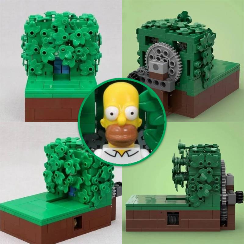 MOC Building Block Homer Backing Into The Bushes Technology Bricks Birthday Christmas Holiday DIY Gifts Parties Gifts