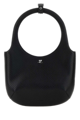 Courreges Textured Leather Shoulder Bag — Black