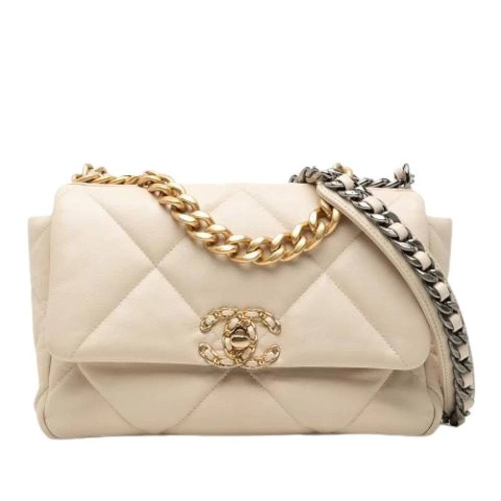 Chanel Vintage Pre-owned Medium 19 Flap Bag - Vintage - Dame - Beige - ONE SIZE - Uld