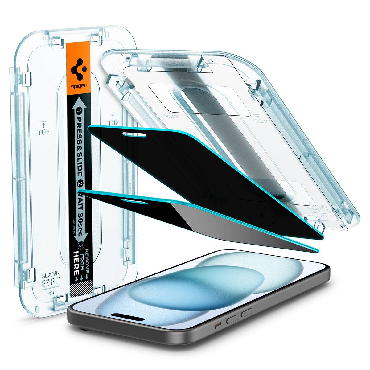 Spigen iPhone 15 Skärmskydd Privacy GLAS.tR EZ Fit (2-pack)