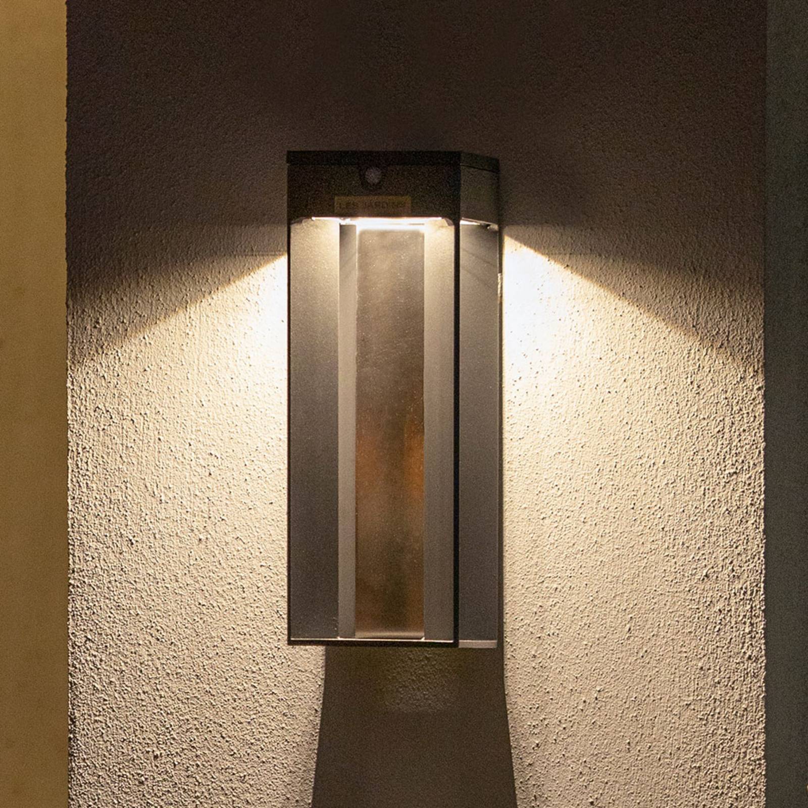 Les Jardins LED-solcellslampa Blade med sensor, grå Blade, dimbar, Aluminium / grå / zink, Aluminium / grå / zink, Solcellslampa utomhus