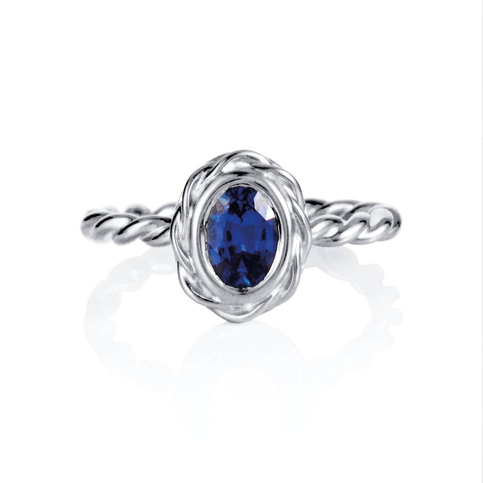 Efva Attling Wrapped Colour Ring - Blue Sapphire 17.75 - VITGULD