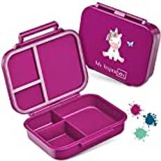 My Vesperbox – MINI BIA - Bento Box Kinder – NEUES MODEL – kompakter und leichter - Auslaufsicher & BPA Frei - Lunchbox – Brotdose - für Kindergarten und Schule (Lila - Einhorn sitzend)