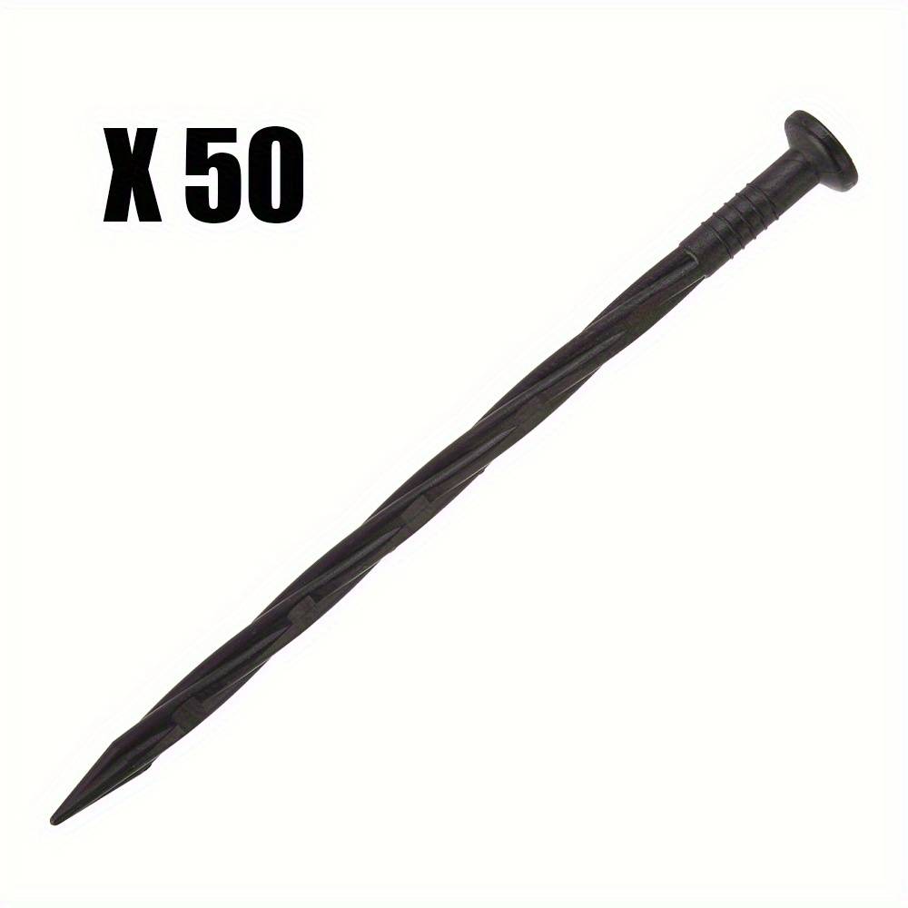50pcs Plastic Spiral Landscape Edging Anchoring Spikes, Nylon Garden Landscapes Nails Rust Edging Stake For Lawn Paver Edging, Barrier, Artificial Turf, Black