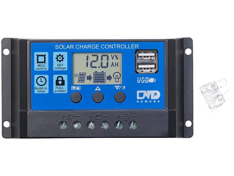 PWM Solar-Laderegler, 20A, LCD-Display, USB, 12V, 24V