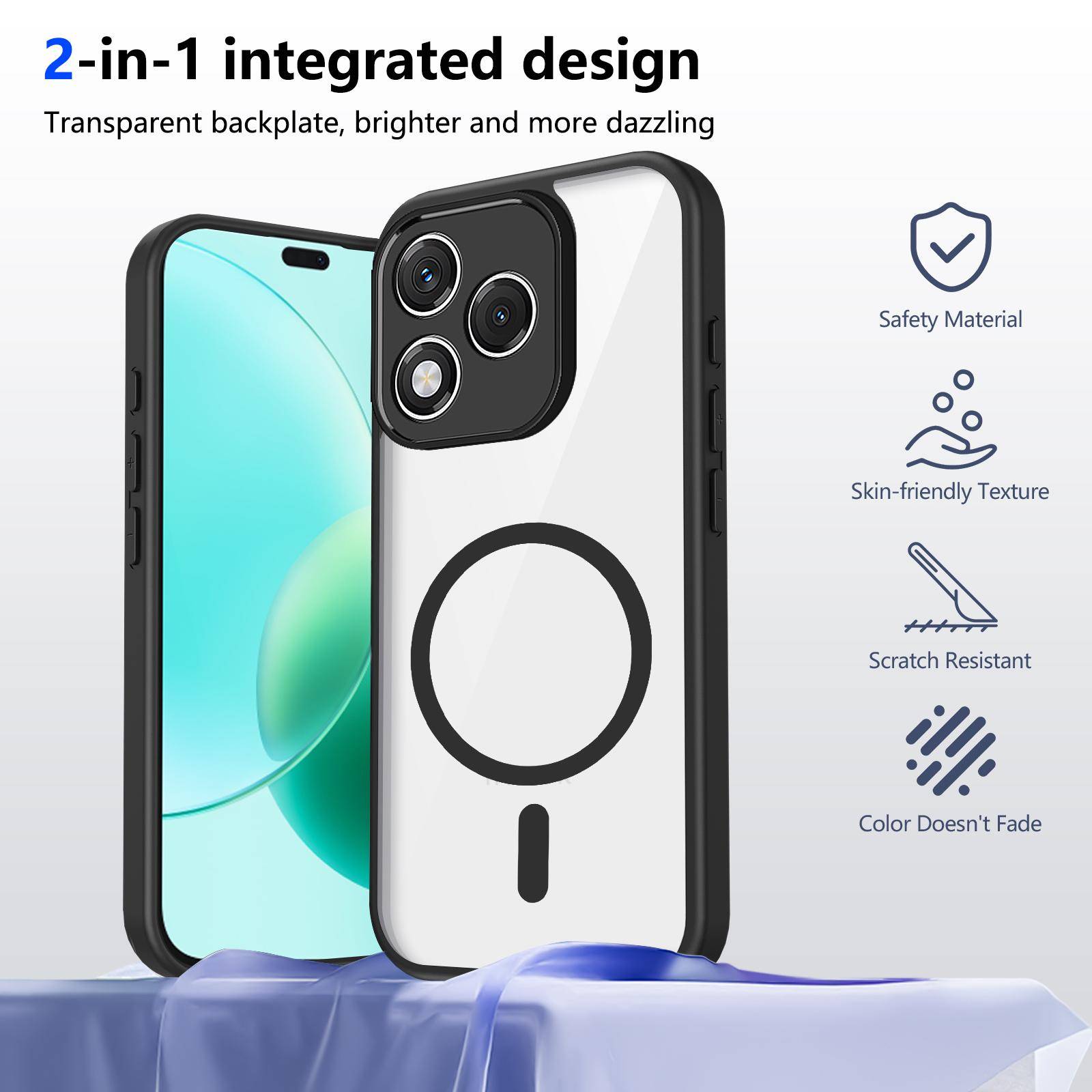 För Honor 400 Lite Magsafe Magnetiskt Trådlöst Laddningsfodral Cover Honor 400 Pro Airbag Anti-Fall Akrylskal Honor 600 600 Pro