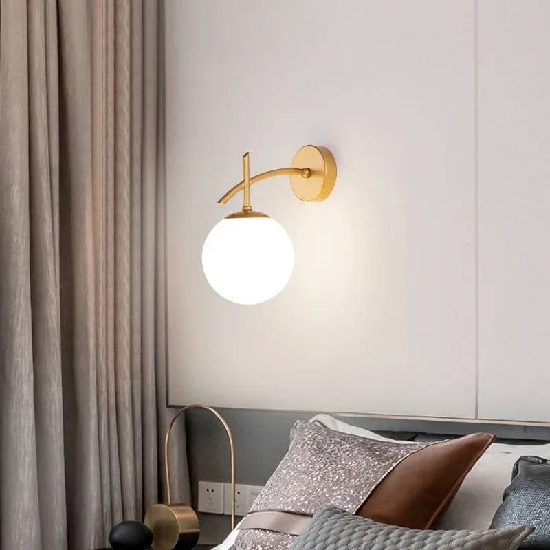 LumiSconce – Svart Guld Glas Vägglampa - Guld 15cm / Varm Vit