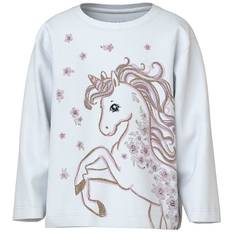 Name It Bluse - NmfValiane - Bright White/Unicorn - Name It - 5 år (110) - Bluse