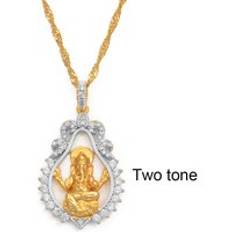 Hinduism indisk religi&#xF6;s ganesha h&#xE4;nge halsband f&#xF6;r kvinnor flickor guld f&#xE4;rg och cubic zirconia elefant gud halsband - Tv&#xE5; tonig