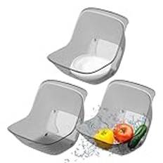 Rice Washer Strainer Bowl, Pack of 3 Portable Fruit Colanders, Sink Drain Basket Strainer, Multi-Functional Washing Bowl, Food Washer for Rice, Vegetables, Fruits, and More