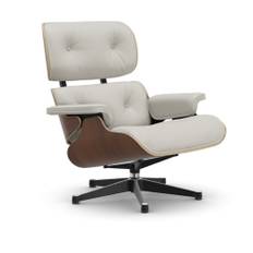 Vitra - Lounge Chair, Black-pigmented Walnut Polished/Sides black, Leather Cat. L40 Premium 72 - Lænestole - Charles & Ray Eames - Hvid - Metal/Træ