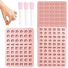 3 stycken gummibjörnsform, gummibjörnar gör-det-själv set, godis silikonform, bakform björn formar non-stick, mini chokladformar, med 3 droppar, för choklad gelé