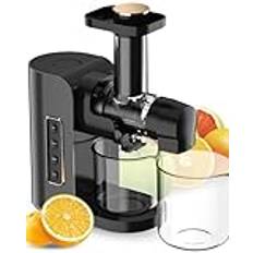 Juicermaskin, Slow Juicer Tuggningsmaskin, Cold Press Juicer omvänd funktion med tyst motor, Juicextraktor med 2 koppar och borste för färska och hälsosamma frukter och grönsaker