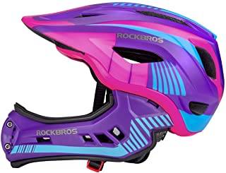 ROCKBROS Barnhjälm Integrerad Cykelhjälm Barn Ungdoms Helhjälm Med Avtagbar Hakskydd S 48-53cm M 53-58cm Utförsåkning