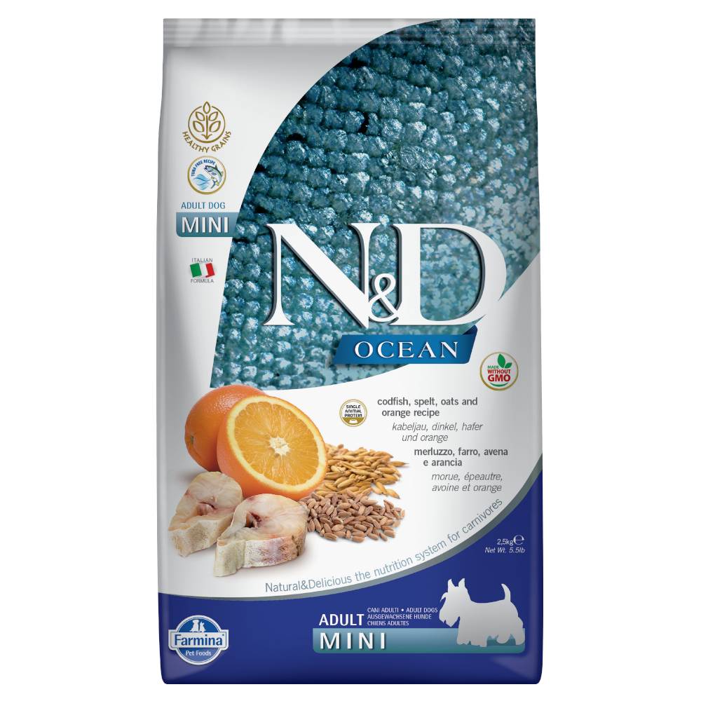Farmina N&D Ocean Low Grain Adult Mini med torsk & apelsin - Ekonomipack: 3 x 2,5 kg
