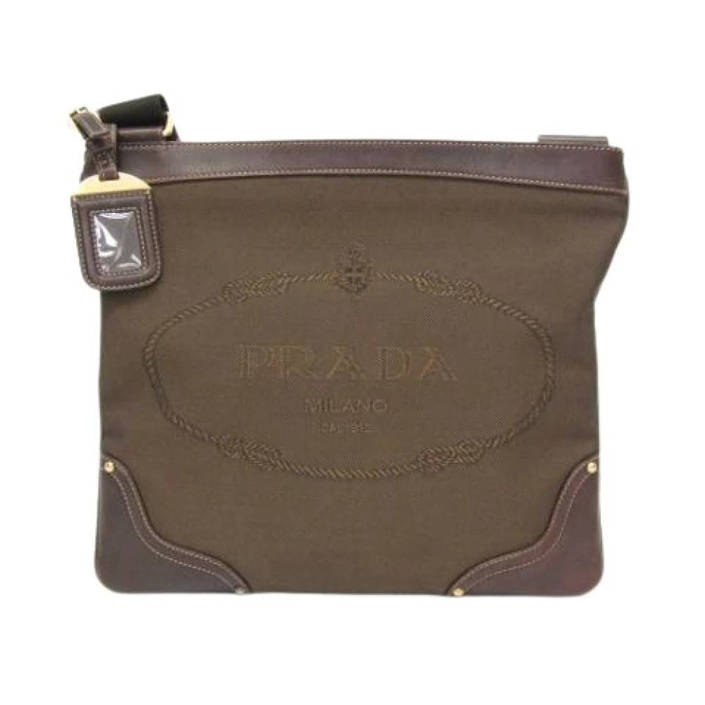 Prada Vintage Pre-owned Logo Jacquard Skuldertaske - Vintage - Dame - Brun - ONE SIZE - Uld