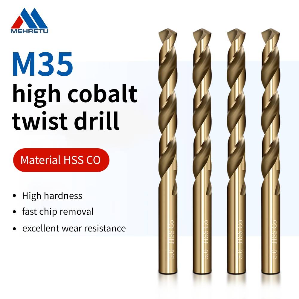 MEHRETU 0.5-13mm HSS M35 Cobalt Coated Twist Drill 5/10Pcs Round Shank Router Bit Set For Wood/Metal Hole Drills 1mm 2mm 3mm 5mm