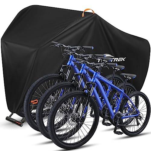 cykelskydd Vattentät Cykelgarage 420D Oxfordtyg, Regnskydd för Alla Väder, Cykelpresenning 220 × 120 × 110 cm för 3 Cyklar
