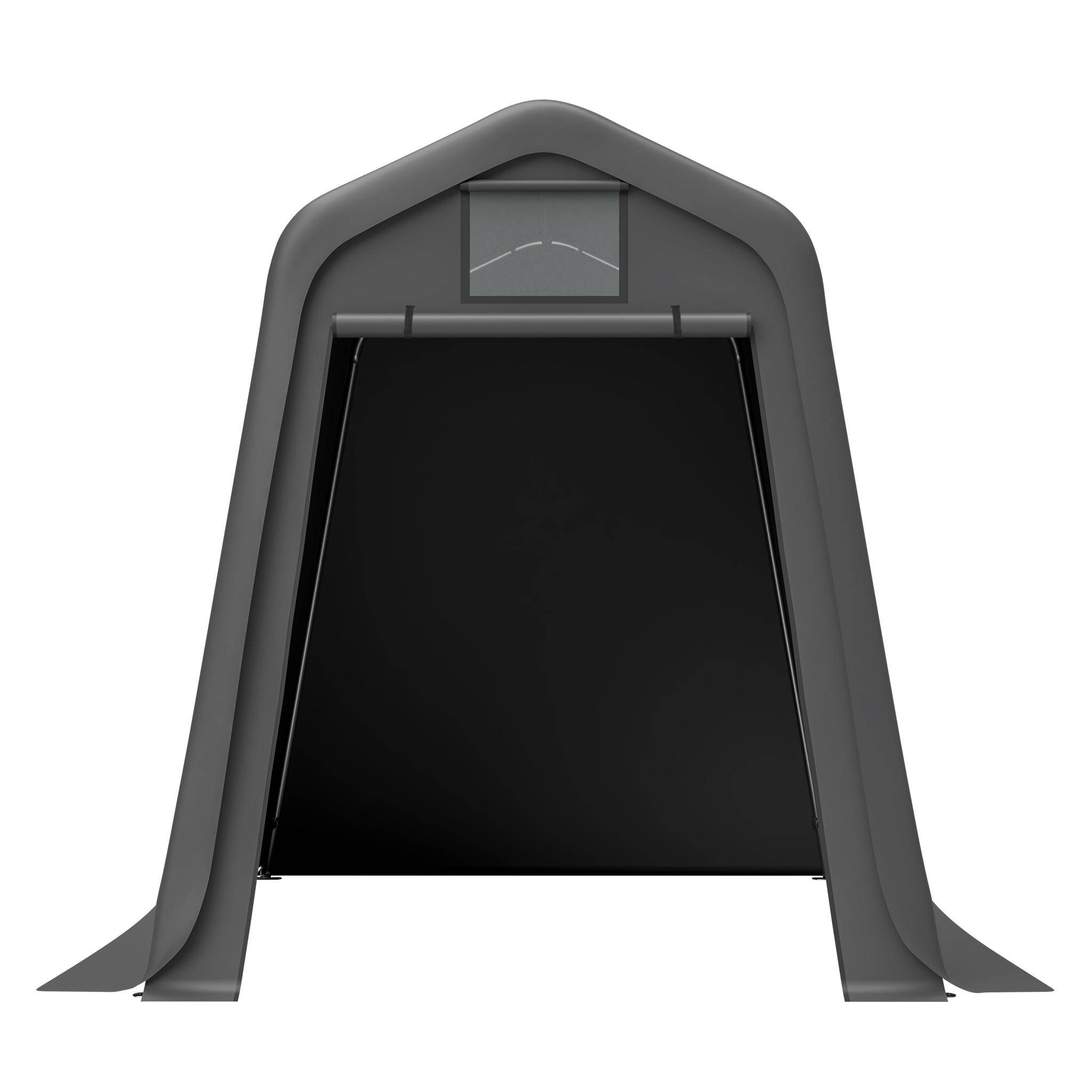 Förråd 245x183x217cm Grå – Redskapsbod, Cykelskydd eller Carport, Vattentåligt PE-material med Rullgardiner, UV- & Vindtåligt, Enkel Montering grå