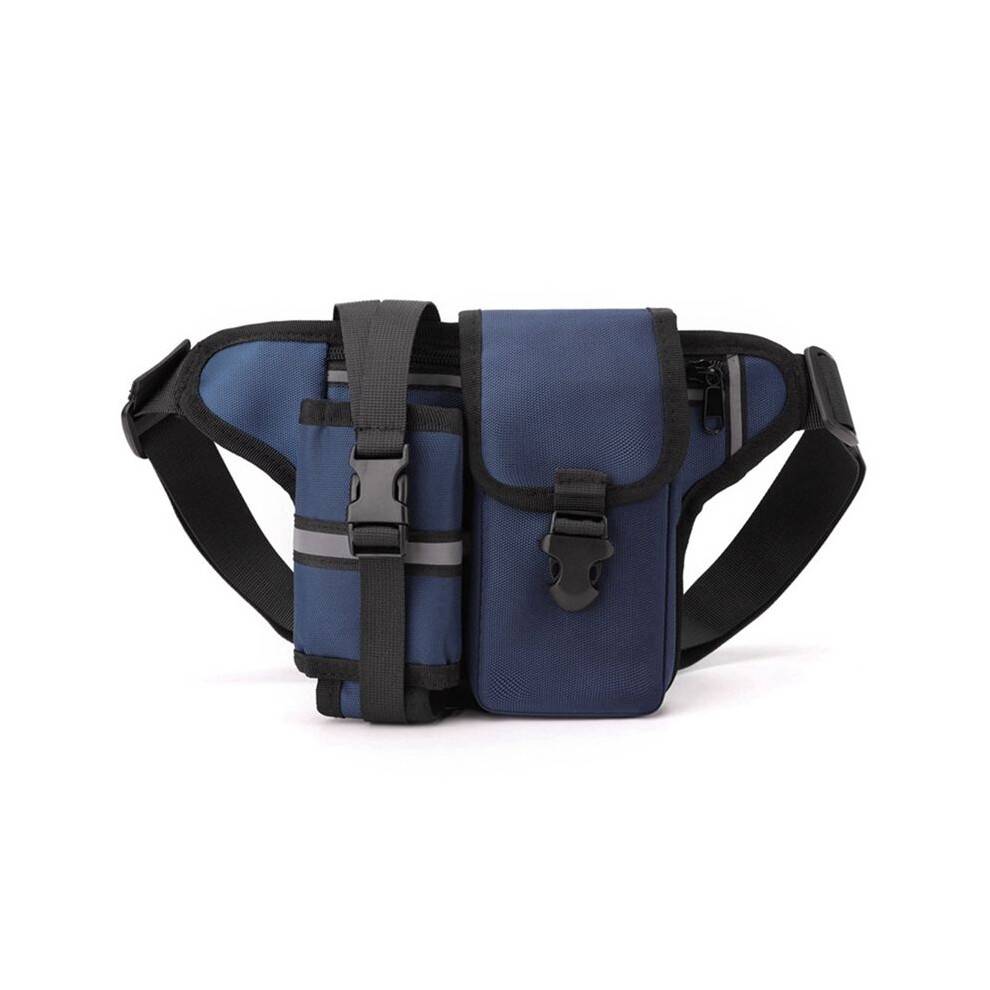 Waterproof Nylon Hiking Fanny Pack Sports Bum Bag with Bottle Holder Phone Sport Belt Waist Bags Dark