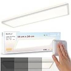 BestLuz LED Taklampa Platt Rektangulär 58cm 24W 3000LM Tre Steg Dimning LED Panel Taklampa Neutral Vit 4000K Med Bakgrundsbelyseffekt för Badrum Sovrum Vardagsrum Kök, Ultra tunn