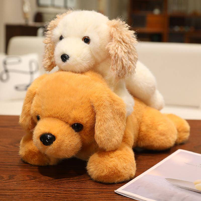 Livslik Golden Retriever Hund Gosedjur Högkvalitativ Livslik Labrador Hund Plyschleksak Kram Tecknad Djurkudde Gåva till Pojke