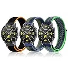 YealRed [ 3-pack armband för Huawei Watch GT 4 46 mm/GT 3 46 mm/GT 2 46 mm/GT 2 Pro, 22 mm nylonband, elastiskt sportarmband kompatibelt med Huawei Watch 4 46 mm/4 Pro 48 mm (HC+SSLPTL+LLPL)