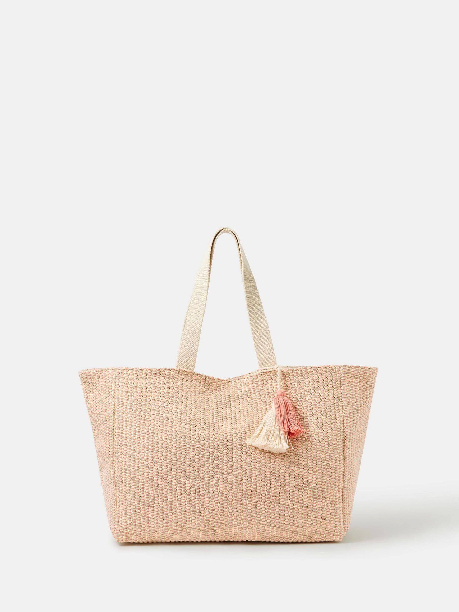 Accessorize Accessorize Natural Woven Metallic Beach Bag