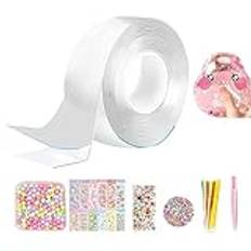 lomonmen Nano Tape Bubbles Kit, Magic Plastic Bubble Ball, Nano Tape Elastic Bubble DIY Craft Kit Mångsidig dubbelsidig tejp för barnfavoriter och fidgetleksaker (vit)