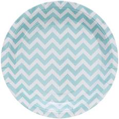 Festartiklar - Chevron, Papptallrikar - turkos (8-pack)
