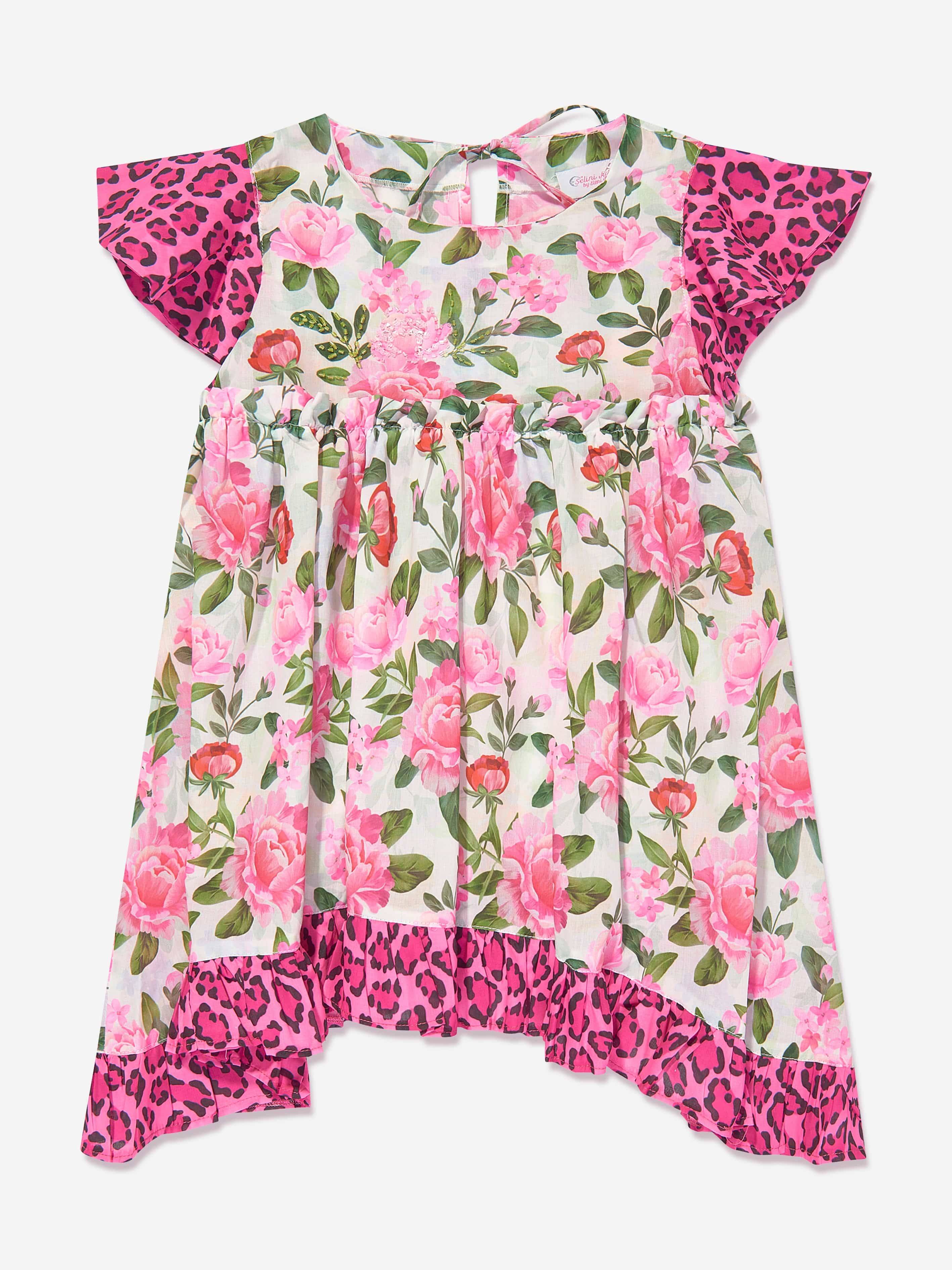 Selini Action Girls Floral And Leopard Dress in Multicolour - Multicoloured / 4 Yrs (4 Yrs)
