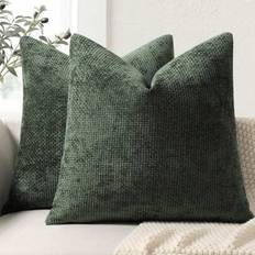 1 st. chenille neutralt dekorativt örngott, mjukt vävt texturerat lyxigt kuddfodral för säng och vardagsrums soffa kudde - Mörkgrön (40*40,45*45,60*60,30*50,50*50)